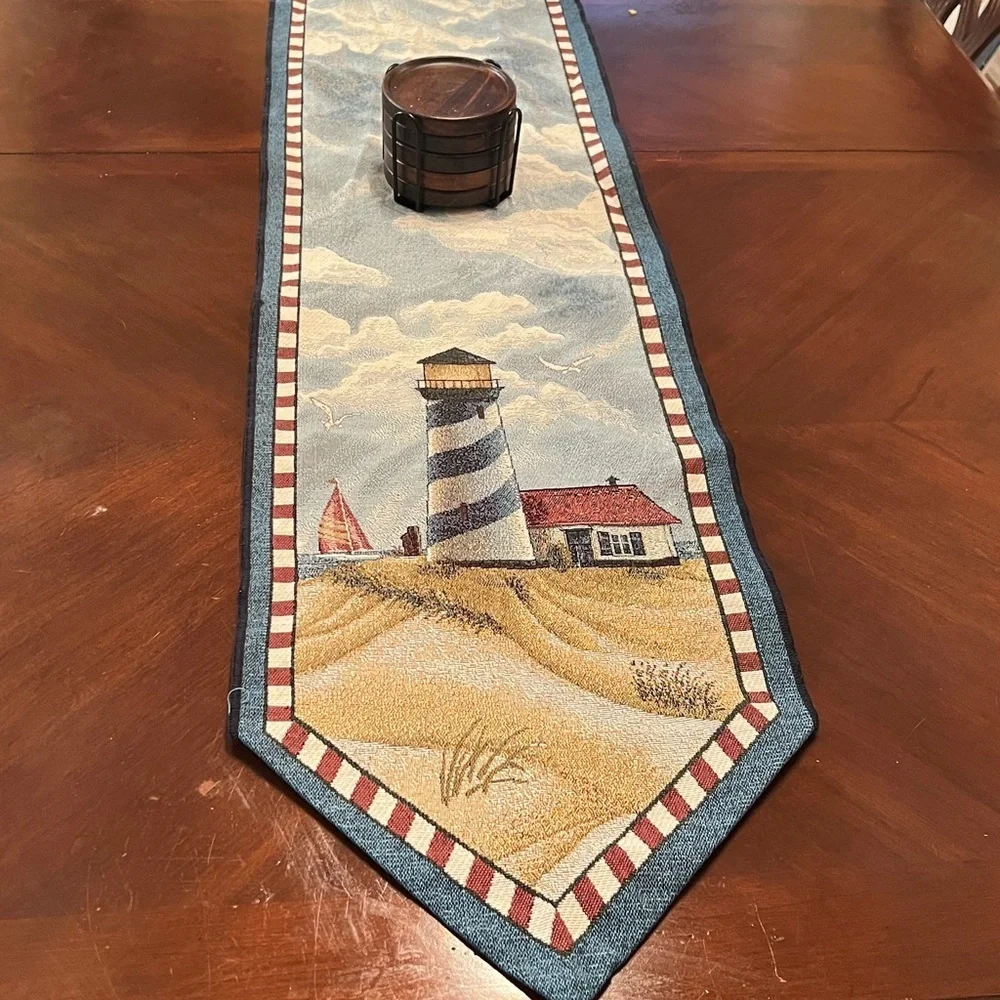 Vintage Lighthouse Tapestry Table Runner Decor